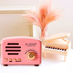 BT01 Retro Mini Bluetooth-Funklautsprecher, tragbares Radio, unterstützt TF-Karte, Rosa, Blau, Schwarz, Rot, Holzmaserung