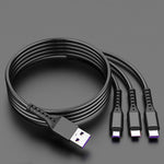 2 STK ZZ034 USB-auf-8-Pin + USB-C / Typ-C + Micro-USB 3-in-1 Schnellladekabel, Stil:, 5A Super Schnell-Schwarz, 5A Super Schnell-Rot, Silikon-Grün, Silikon-Rot, Silikon-Gelb, Silikon-Lila, Mini-Silber, Mini-Rot, Mini-Blau, Mini-Schwarz, Einziehbar-...