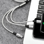 2 STK ZZ034 USB-auf-8-Pin + USB-C / Typ-C + Micro-USB 3-in-1 Schnellladekabel, Stil:, 5A Super Schnell-Schwarz, 5A Super Schnell-Rot, Silikon-Grün, Silikon-Rot, Silikon-Gelb, Silikon-Lila, Mini-Silber, Mini-Rot, Mini-Blau, Mini-Schwarz, Einziehbar-...