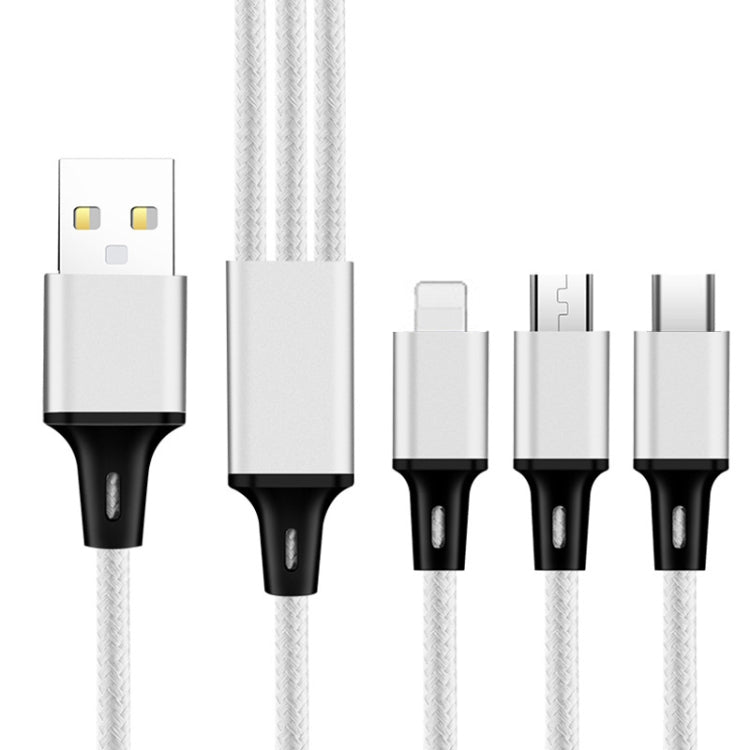 2 STK ZZ034 USB-auf-8-Pin + USB-C / Typ-C + Micro-USB 3-in-1 Schnellladekabel, Stil:, 5A Super Schnell-Schwarz, 5A Super Schnell-Rot, Silikon-Grün, Silikon-Rot, Silikon-Gelb, Silikon-Lila, Mini-Silber, Mini-Rot, Mini-Blau, Mini-Schwarz, Einziehbar-...