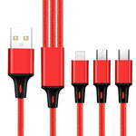 2 STK ZZ034 USB-auf-8-Pin + USB-C / Typ-C + Micro-USB 3-in-1 Schnellladekabel, Stil:, 5A Super Schnell-Schwarz, 5A Super Schnell-Rot, Silikon-Grün, Silikon-Rot, Silikon-Gelb, Silikon-Lila, Mini-Silber, Mini-Rot, Mini-Blau, Mini-Schwarz, Einziehbar-...