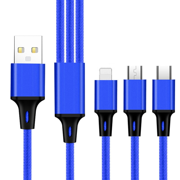 2 STK ZZ034 USB-auf-8-Pin + USB-C / Typ-C + Micro-USB 3-in-1 Schnellladekabel, Stil:, 5A Super Schnell-Schwarz, 5A Super Schnell-Rot, Silikon-Grün, Silikon-Rot, Silikon-Gelb, Silikon-Lila, Mini-Silber, Mini-Rot, Mini-Blau, Mini-Schwarz, Einziehbar-...
