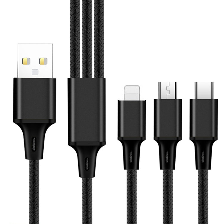 2 STK ZZ034 USB-auf-8-Pin + USB-C / Typ-C + Micro-USB 3-in-1 Schnellladekabel, Stil:, 5A Super Schnell-Schwarz, 5A Super Schnell-Rot, Silikon-Grün, Silikon-Rot, Silikon-Gelb, Silikon-Lila, Mini-Silber, Mini-Rot, Mini-Blau, Mini-Schwarz, Einziehbar-...