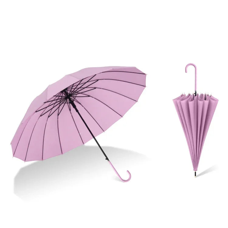 16 Bone Plain Gerade Regenschirm Klein Frisch Langer Griff Regenschirm, Hoch Indigo, Grapefruit Pink, Matcha Grün, Orange, Aprikose, Dunkelblau, Minzgrün, Charm Blau, Ingwer, Rotwein, Violett, Klassisch Schwarz, Vanille Grün, Holzgriff Hoch Indigo