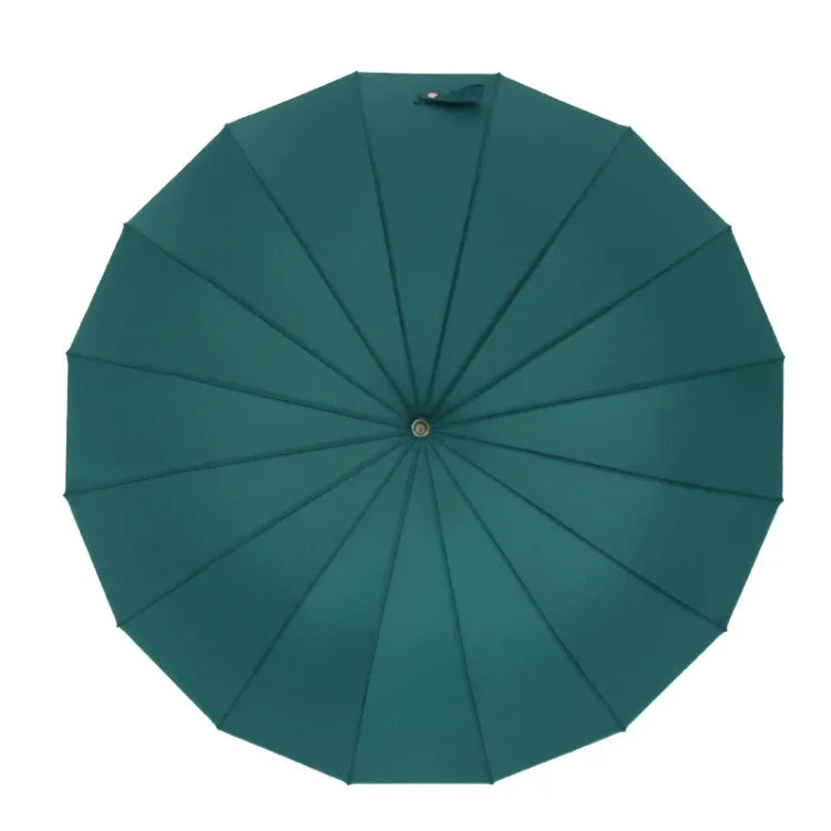16 Bone Plain Gerade Regenschirm Klein Frisch Langer Griff Regenschirm, Hoch Indigo, Grapefruit Pink, Matcha Grün, Orange, Aprikose, Dunkelblau, Minzgrün, Charm Blau, Ingwer, Rotwein, Violett, Klassisch Schwarz, Vanille Grün, Holzgriff Hoch Indigo