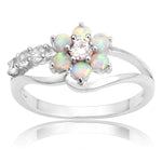 925 Silber Damen Opal Blumenring Schmuck, 6, 8, 9, 10