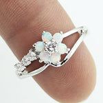 925 Silber Damen Opal Blumenring Schmuck, 6, 8, 9, 10