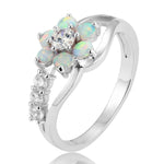 925 Silber Damen Opal Blumenring Schmuck, 6, 8, 9, 10