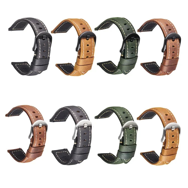 Smart Quick Release Uhrenarmband aus Crazy Horse Leder im Retro-Stil für Samsung Huawei, Größe: