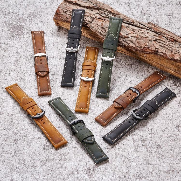 Smart Quick Release Uhrenarmband aus Crazy Horse Leder im Retro-Stil für Samsung Huawei, Größe: