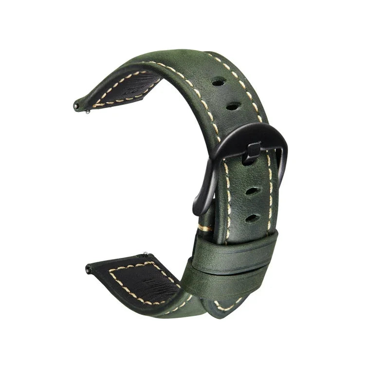 Smart Quick Release Uhrenarmband aus Crazy Horse Leder im Retro-Stil für Samsung Huawei, Größe: