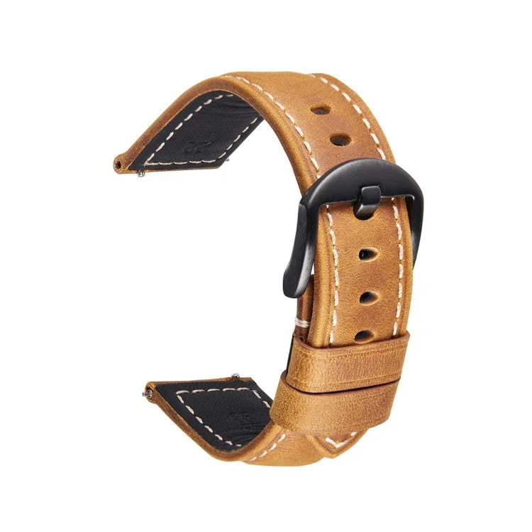 Smart Quick Release Uhrenarmband aus Crazy Horse Leder im Retro-Stil für Samsung Huawei, Größe: