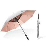 9033 Sonnen- und Regen-Doppelschirm, Multifunktions-Ventilator, Titansilber-Beschichtung, Sonnenschutz und UV-Schutz, Langstieliger Schirm, Pink, Schwarz, Tintengrün