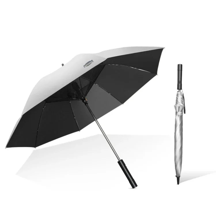 9033 Sonnen- und Regen-Doppelschirm, Multifunktions-Ventilator, Titansilber-Beschichtung, Sonnenschutz und UV-Schutz, Langstieliger Schirm, Pink, Schwarz, Tintengrün