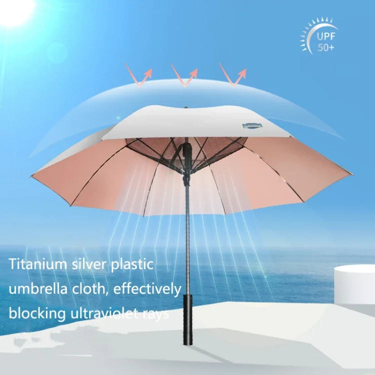 9033 Sonnen- und Regen-Doppelschirm, Multifunktions-Ventilator, Titansilber-Beschichtung, Sonnenschutz und UV-Schutz, Langstieliger Schirm, Pink, Schwarz, Tintengrün