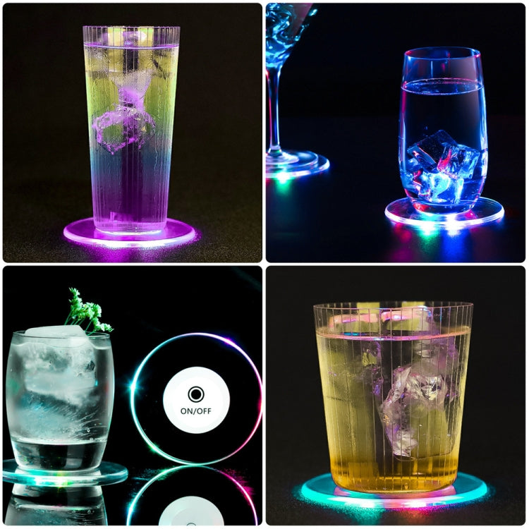 LED-Blink-Untersetzer, Bar KTV Cocktail-Basislicht, leuchtender Untersetzer, rundes weißes Licht, rundes Farblicht, Upgrade rutschfester runder weißer Licht, Upgrade rutschfester runder Farblicht