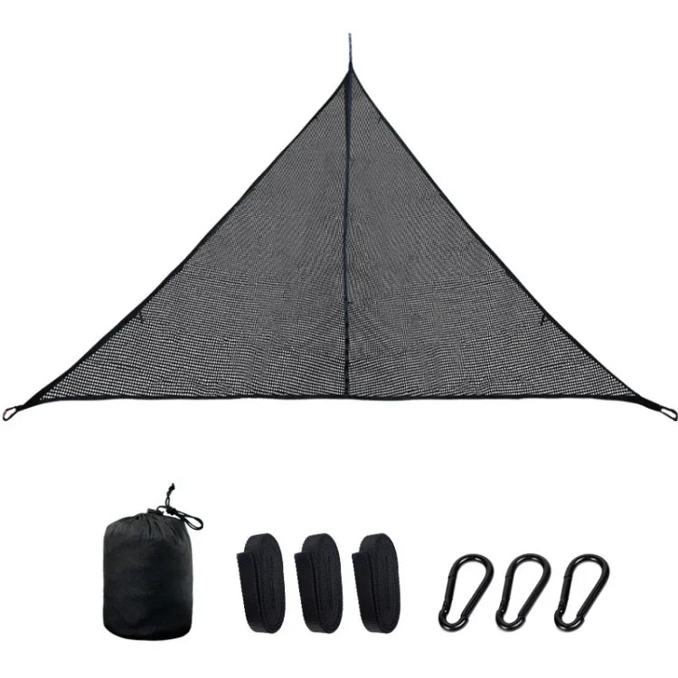 Outdoor-Mehrpersonen-Hängematte Große Himmelsbaumzelt Luft-Camping-Hängematte Dreieck-Hängematte, 2,9m Schwarz