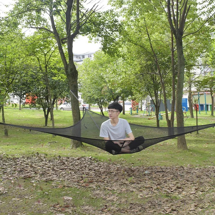 Outdoor-Mehrpersonen-Hängematte Große Himmelsbaumzelt Luft-Camping-Hängematte Dreieck-Hängematte, 2,9m Schwarz