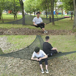 Outdoor-Mehrpersonen-Hängematte Große Himmelsbaumzelt Luft-Camping-Hängematte Dreieck-Hängematte, 2,9m Schwarz