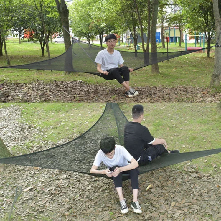 Outdoor-Mehrpersonen-Hängematte Große Himmelsbaumzelt Luft-Camping-Hängematte Dreieck-Hängematte, 2,9m Schwarz