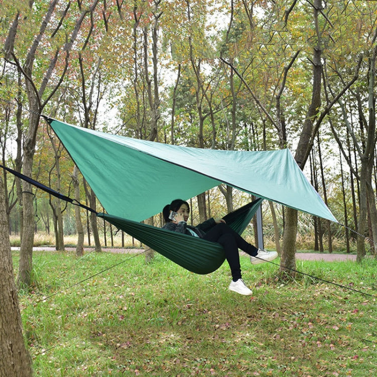 Outdoor Camping Sonnenschutz + Anti-Mücken-Hängematten-Set Fallschirmstoff Netzgarn Anti-Mücken-Hängematte, 360x290cm Tintengrün