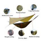 Outdoor Camping Sonnenschutz + Anti-Mücken-Hängematten-Set Fallschirmstoff Netzgarn Anti-Mücken-Hängematte, 360x290cm Tintengrün