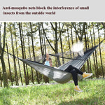 Outdoor Camping Sonnenschutz + Anti-Mücken-Hängematten-Set Fallschirmstoff Netzgarn Anti-Mücken-Hängematte, 360x290cm Tintengrün