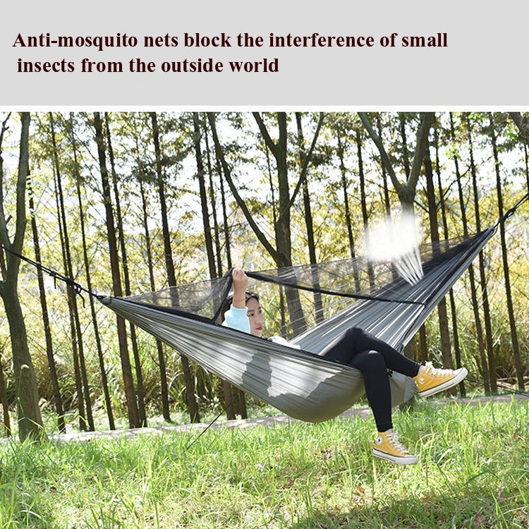 Outdoor Camping Sonnenschutz + Anti-Mücken-Hängematten-Set Fallschirmstoff Netzgarn Anti-Mücken-Hängematte, 360x290cm Tintengrün