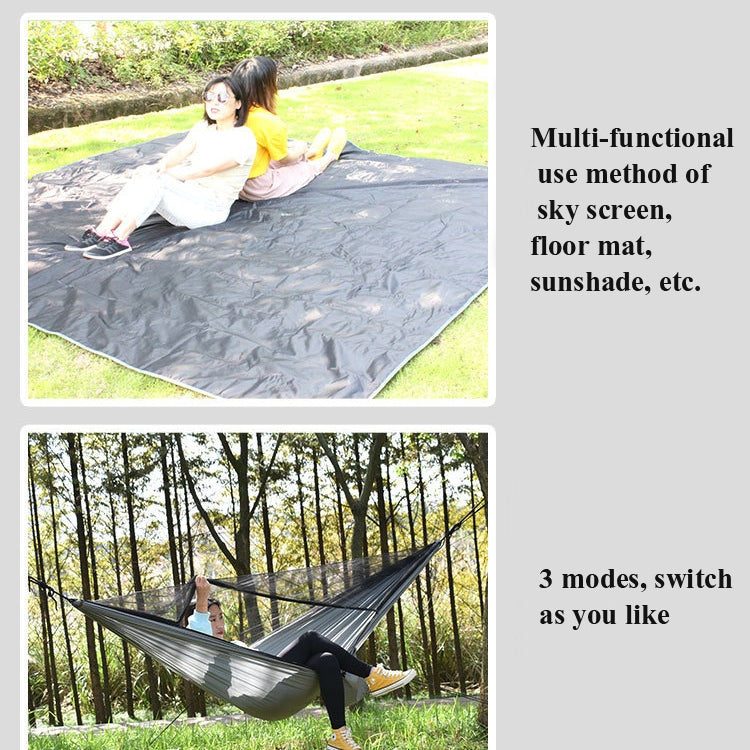 Outdoor Camping Sonnenschutz + Anti-Mücken-Hängematten-Set Fallschirmstoff Netzgarn Anti-Mücken-Hängematte, 360x290cm Tintengrün