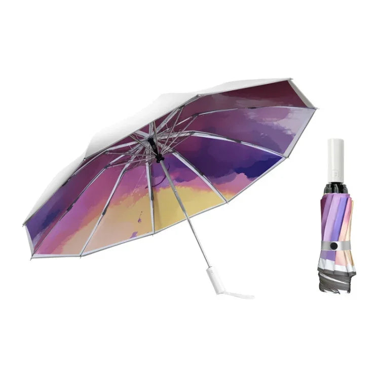 3021 Automatischer Regen- und Sonnen-Doppelregenschirm, Sonnenschutz und Anti-Rebound-Faltregenschirm, Hellorange, Hellrosa, Hellblau, Illusionsgrün, Illusionslila, Illusionsblau, Illusionsrosa
