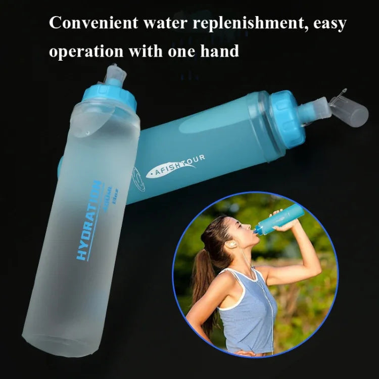 AFISHTOUR TPU Outdoor-Sport-Soft-Wasserbeutel Marathon-Wasserflasche faltbarer Wasserbeutel, Kapazität: 400ml (Blau), 400ml (Transparent), 300ml (Blau), 300ml (Transparent)