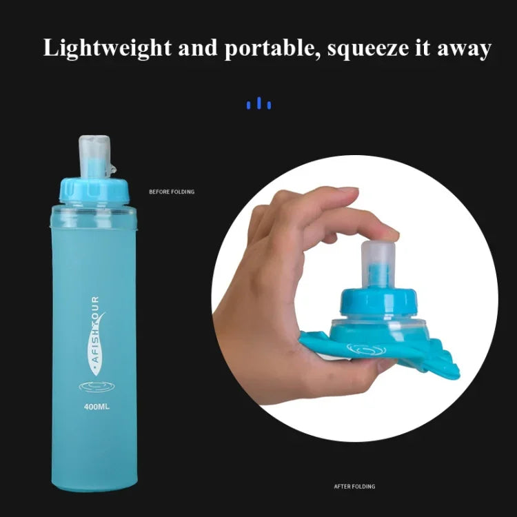 AFISHTOUR TPU Outdoor-Sport-Soft-Wasserbeutel Marathon-Wasserflasche faltbarer Wasserbeutel, Kapazität: 400ml (Blau), 400ml (Transparent), 300ml (Blau), 300ml (Transparent)