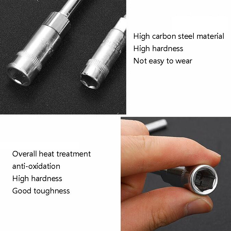 T-Wrench Car Assembly Repair Sleeve Wrench Hexagon Lengthening Socket, 6mm, 7mm, 8mm, 9mm, 10mm, 11mm, 12mm, 13mm, 14mm, 15mm, 16mm, 17mm, 18mm, 19mm