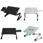 T8 Aluminiumlegierung Klapp- & Hebbarer Laptop-Tisch Büro-Tisch Erhöhungsständer, mit Mausplatte (Schwarz), mit Mausplatte (Silber), mit Lüfter & Mausplatte (Schwarz), mit Lüfter & Mausplatte (Silber)