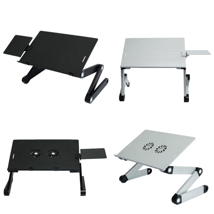 T8 Aluminiumlegierung Klapp- & Hebbarer Laptop-Tisch Büro-Tisch Erhöhungsständer, mit Mausplatte (Schwarz), mit Mausplatte (Silber), mit Lüfter & Mausplatte (Schwarz), mit Lüfter & Mausplatte (Silber)