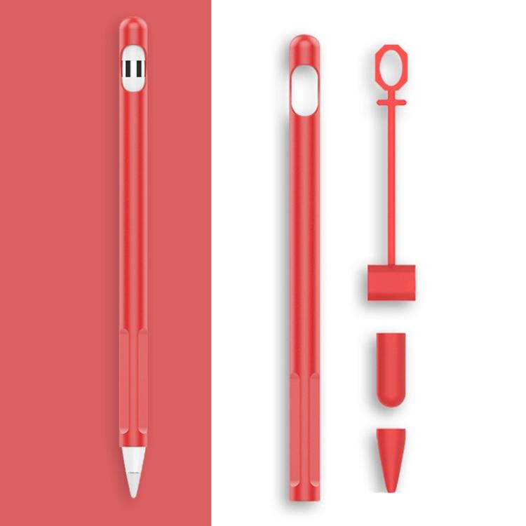 2 Sets 4 In 1 Stylus Silicone Protective Cover + Anti-Lost Rope Set For Apple Pencil 1, Jade White, Ink Black, Mint Green, Fresh Pink, Red, Midnight Blue, Business Gray