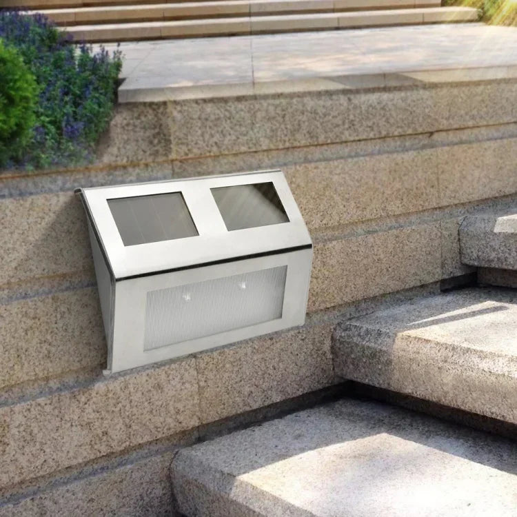 2er LED Solar Wandleuchte mit Lichtsensor, IP44 Wasserdicht, für Außenbereich, Terrasse, Hof, Wege, Garten, Treppen, Stufen, Nachtbeleuchtung, Sicherheit, Weißlicht, Warmlicht