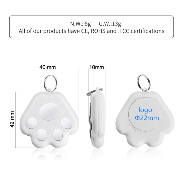2 Stück HYC-09 Bluetooth-Hundepfoten-Tracker mit Anti-Verlust-Funktion, Haustierortungs-Schlüsselanhänger, intelligenter Suche und Zwei-Wege-Alarm