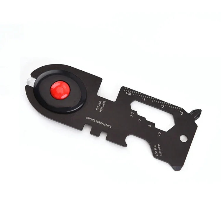 8-in-1 Edelstahl Multifunktionswerkzeugkarte Camping Überlebenskarte mit Licht, Schwarz, Blau