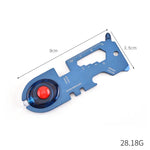 8-in-1 Edelstahl Multifunktionswerkzeugkarte Camping Überlebenskarte mit Licht, Schwarz, Blau