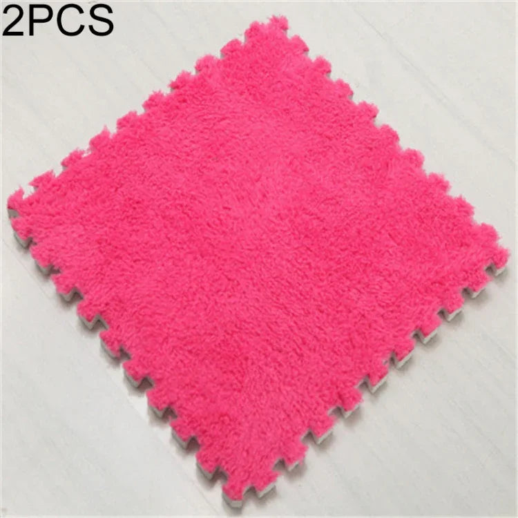 2 Stücke Wohnzimmer Schlafzimmer Kinder Weicher Teppich Magische Patchwork-Puzzle-Spleißköpfe Kletternde Baby-Matte 30x30cm, Rosenrot, Kamel, Lila, Kaffee, Blau, Pink, Grün, Weiß, Grau
