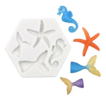 Ozean-Serie Großer und Kleiner Fischschwanz Seestern Seepferdchen DIY Backen Flüssigsilikonform, Grau, Pink