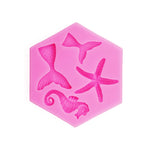 Ozean-Serie Großer und Kleiner Fischschwanz Seestern Seepferdchen DIY Backen Flüssigsilikonform, Grau, Pink