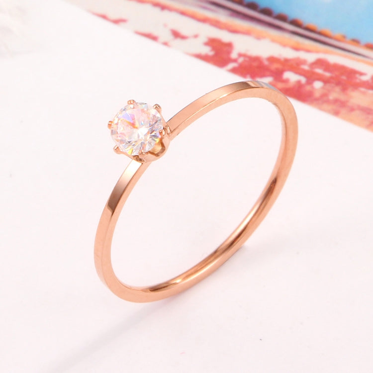 Sehr feiner Sechs-Krallen-Solitärring, Diamantbesetzter Titanstahl Damenring, US-Größe 3, US-Größe 4, US-Größe 5, US-Größe 6, US-Größe 7, US-Größe 8, US-Größe 9, US-Größe 10