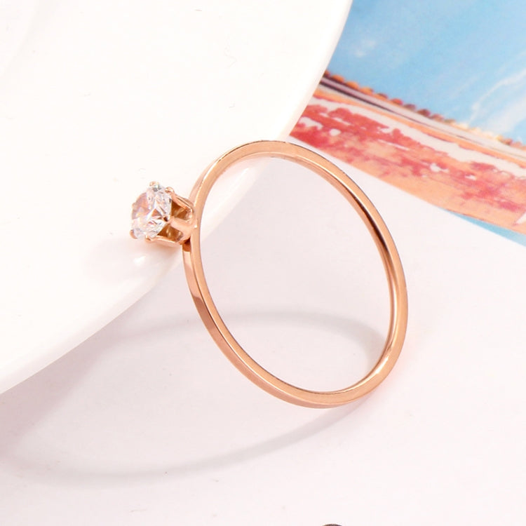 Sehr feiner Sechs-Krallen-Solitärring, Diamantbesetzter Titanstahl Damenring, US-Größe 3, US-Größe 4, US-Größe 5, US-Größe 6, US-Größe 7, US-Größe 8, US-Größe 9, US-Größe 10