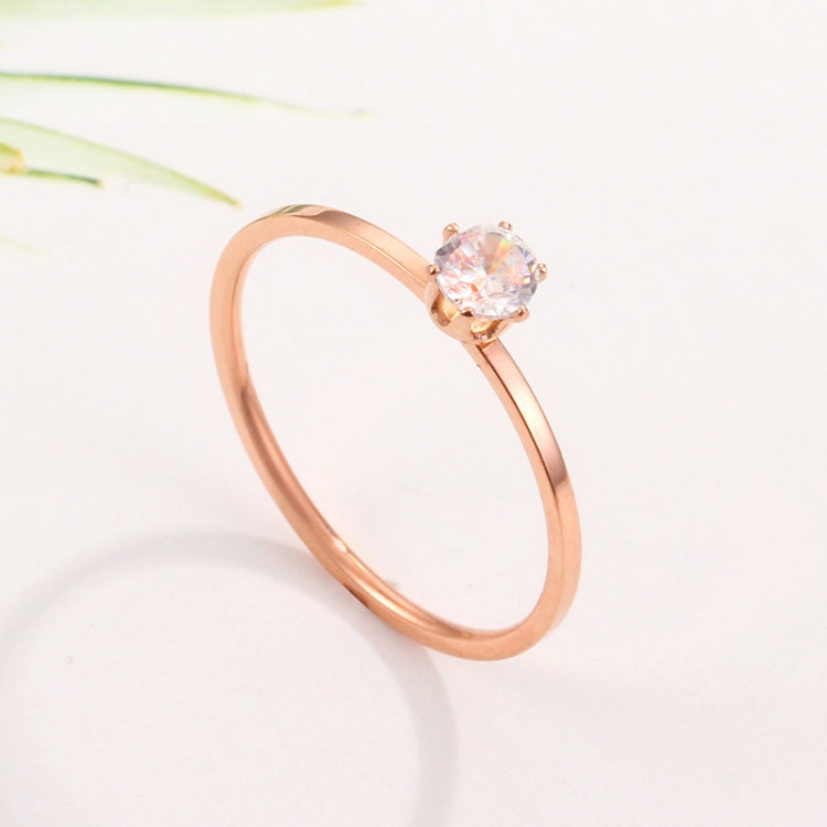 Sehr feiner Sechs-Krallen-Solitärring, Diamantbesetzter Titanstahl Damenring, US-Größe 3, US-Größe 4, US-Größe 5, US-Größe 6, US-Größe 7, US-Größe 8, US-Größe 9, US-Größe 10