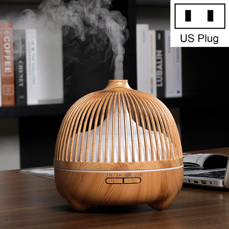 Vogelkäfig Holz Grafik Aromatherapiegerät Ultraschall Smart Home Buntes Nachtlicht Hohler Luftbefeuchter, US-Stecker, EU-Stecker, AU-Stecker, UK-Stecker