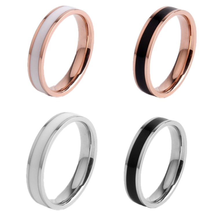Einfacher Schwarz-Weiß-Epoxid-Paarring Damen Titan-Stahlring Schmuck, US-Größe 3, US-Größe 4, US-Größe 5, US-Größe 6, US-Größe 8, US-Größe 9, US-Größe 10, US-Größe 7