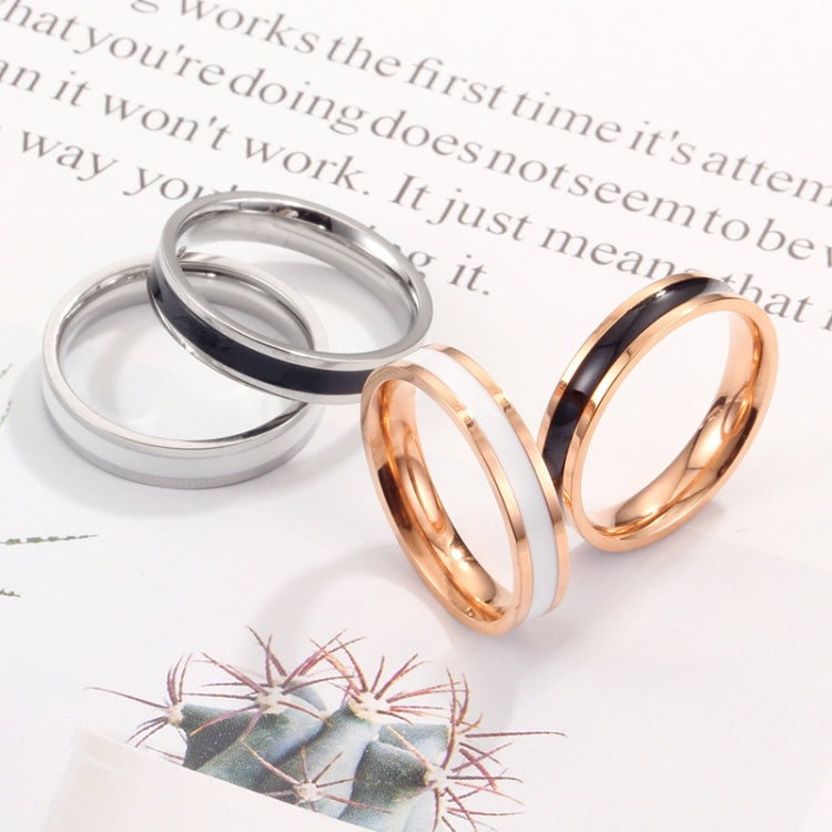 Einfacher Schwarz-Weiß-Epoxid-Paarring Damen Titan-Stahlring Schmuck, US-Größe 3, US-Größe 4, US-Größe 5, US-Größe 6, US-Größe 8, US-Größe 9, US-Größe 10, US-Größe 7