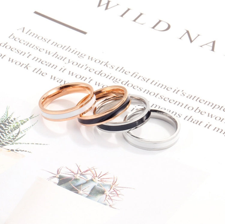 Einfacher Schwarz-Weiß-Epoxid-Paarring Damen Titan-Stahlring Schmuck, US-Größe 3, US-Größe 4, US-Größe 5, US-Größe 6, US-Größe 8, US-Größe 9, US-Größe 10, US-Größe 7